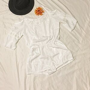 **New small sheer white off shoulder romper